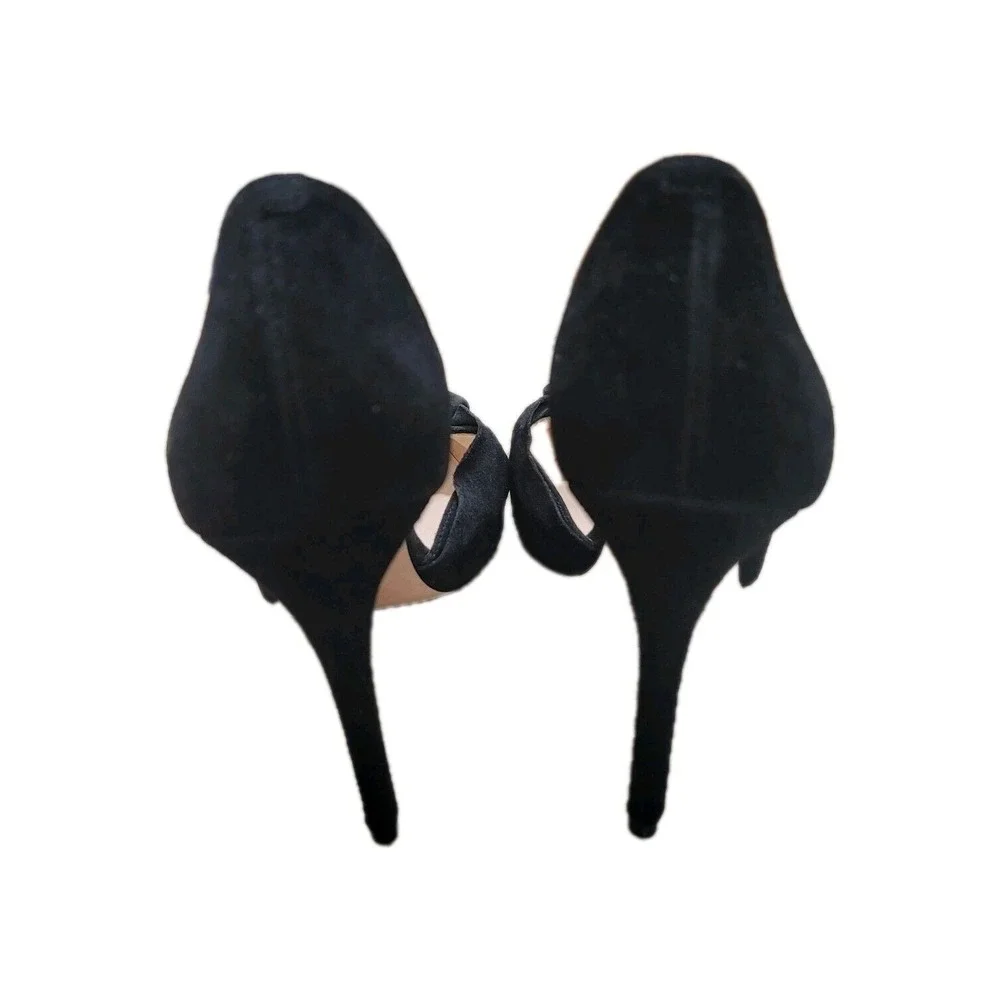 NINE WEST Edelin Black Suede‎ Bow Women's High Heel Pump Sz 8.5M Formal Y2K Goth